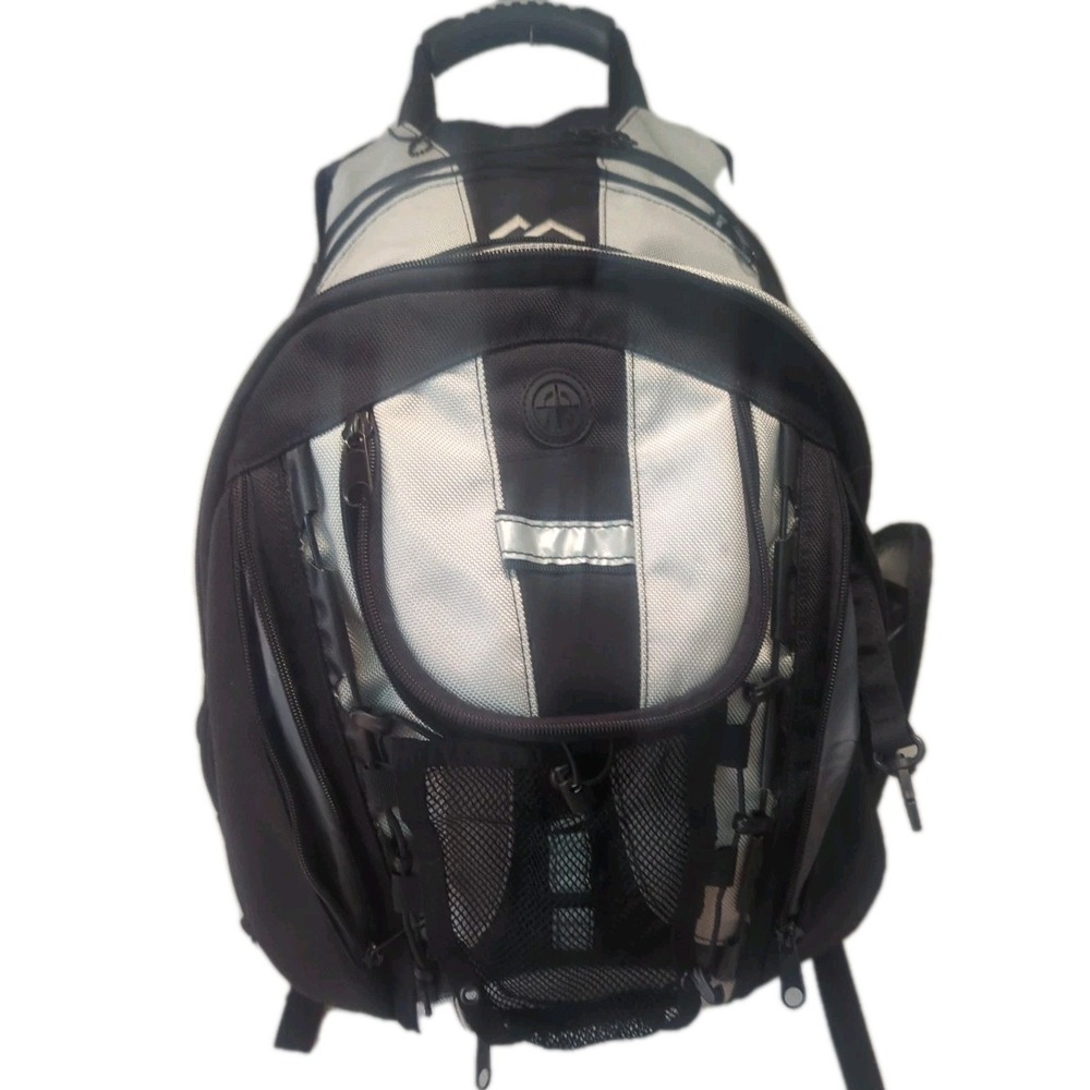 Vintage Brenthaven Laptop Backpack Black Silver Tech Y2K Travel Bag